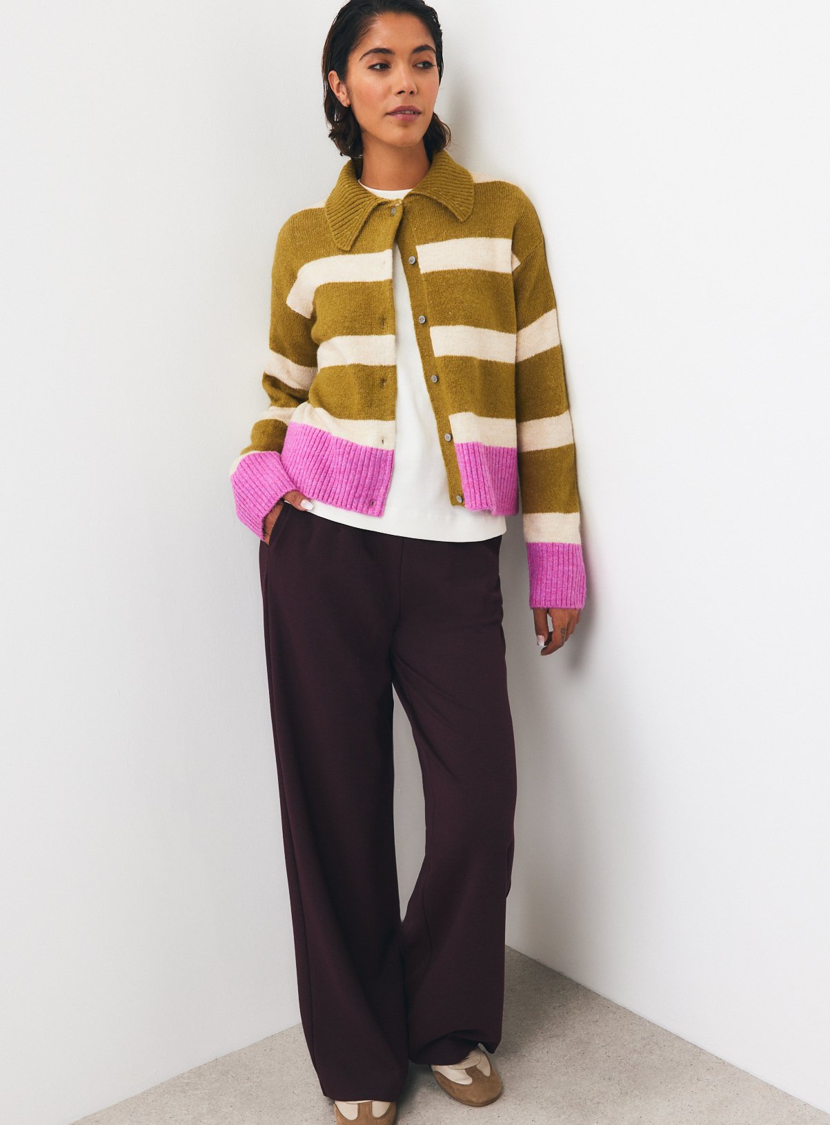 Dark Red Ponte Wide Leg Trousers 20L - Image 2 thumbnail